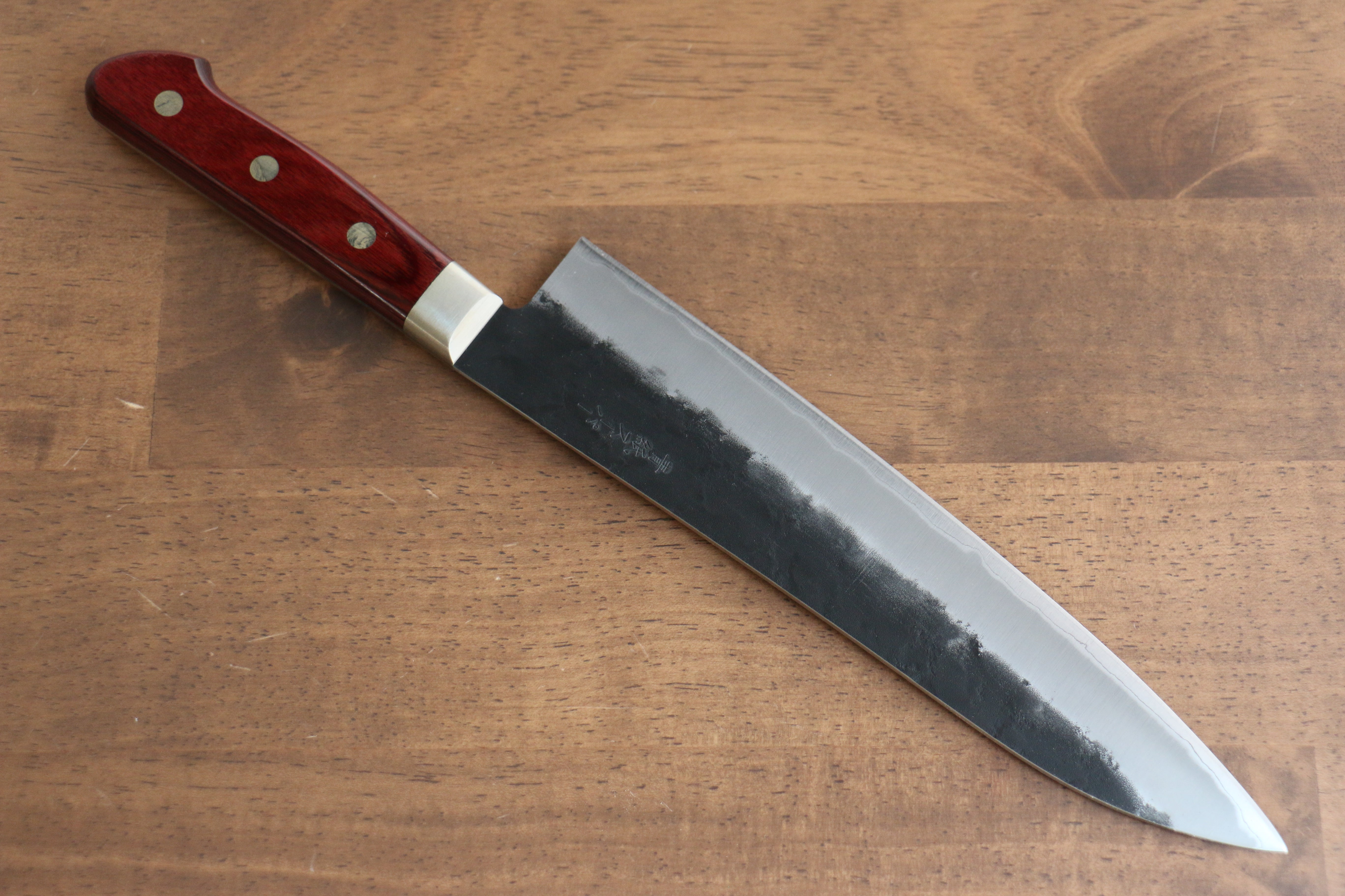 Premium Seisuke Kuronashi Blue Super Nashiji Kurouchi Gyuto 210mm Chef Knife - Red Pakka Wood Handle - Japanese Kitchen Knife for Slicing, Dicing, and Precision Cutting