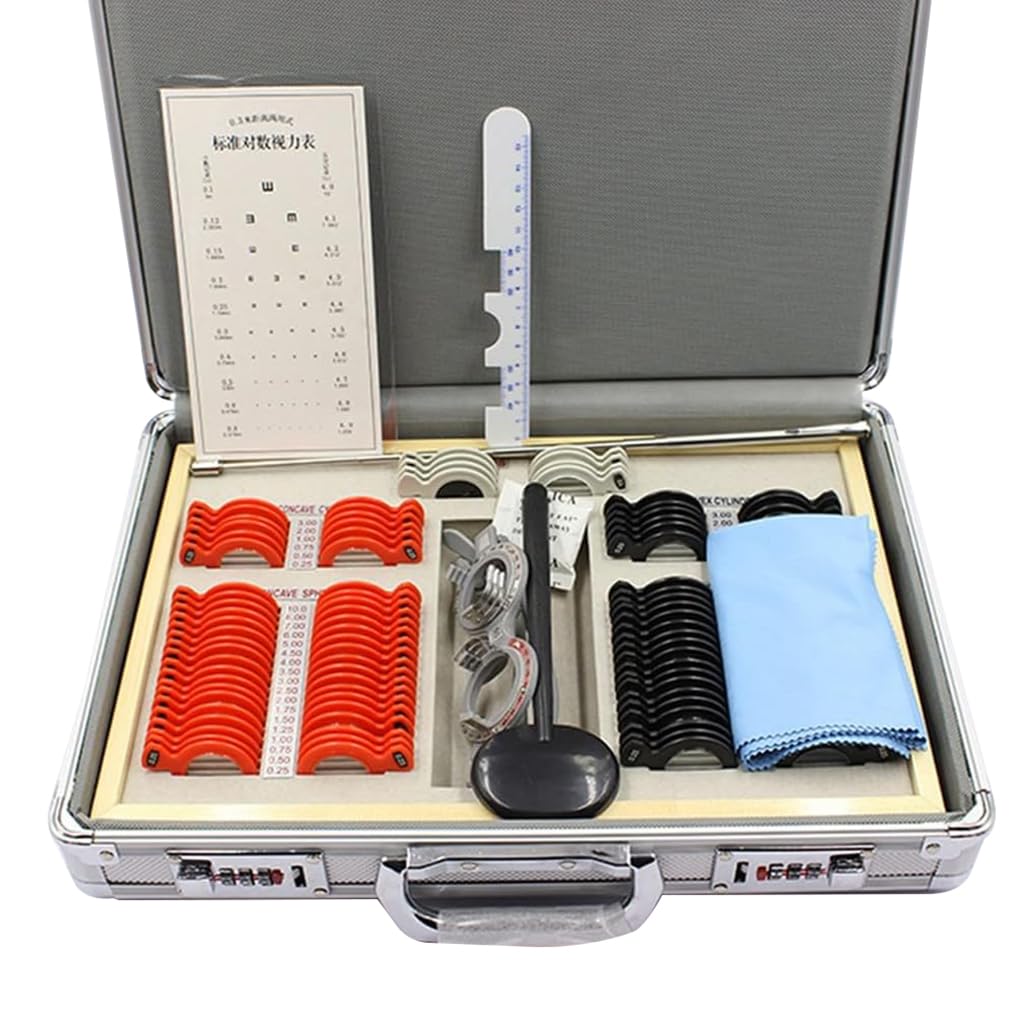 104-Piece Optometry Trial Lens Set with Measuring Glasses & Rimless Frame - Complete Optical Testing Kit for Eye Exams & Vision Correction (Ideal for Optometrists, Ophthalmologists & Eye Clinics)