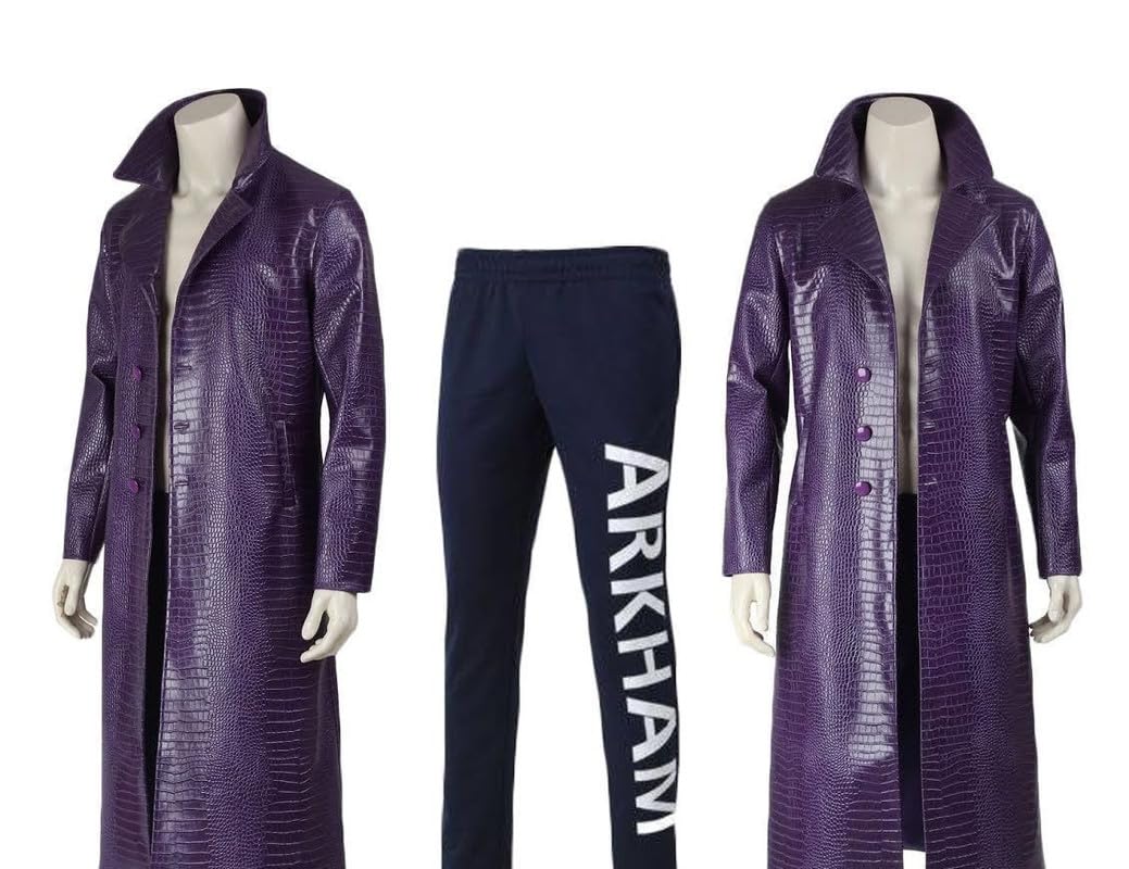 Joker Jared Leto Crocodile Leather Trench Coat & Pants Set - Suicide Squad Halloween Costume for Cosplay, Comic Con & Movie Parties