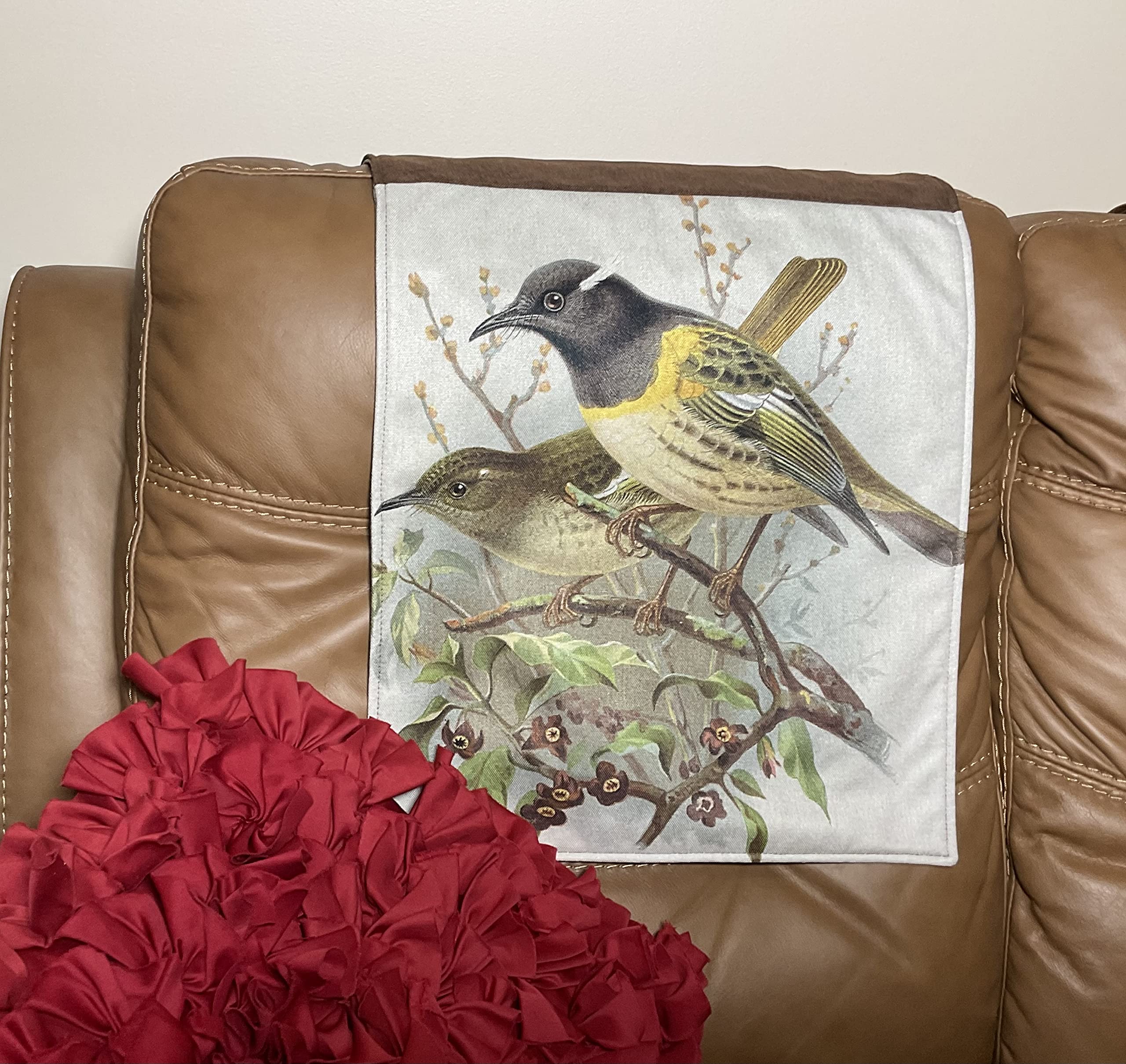 Bird Design Headrest Cover - Reversible Slipcover for Sofas, Loveseats, Theater Chairs & Recliners | Furniture Protector & Home Decor | Perfect Housewarming Gift | Great for Living Room, Office & Movie Nights