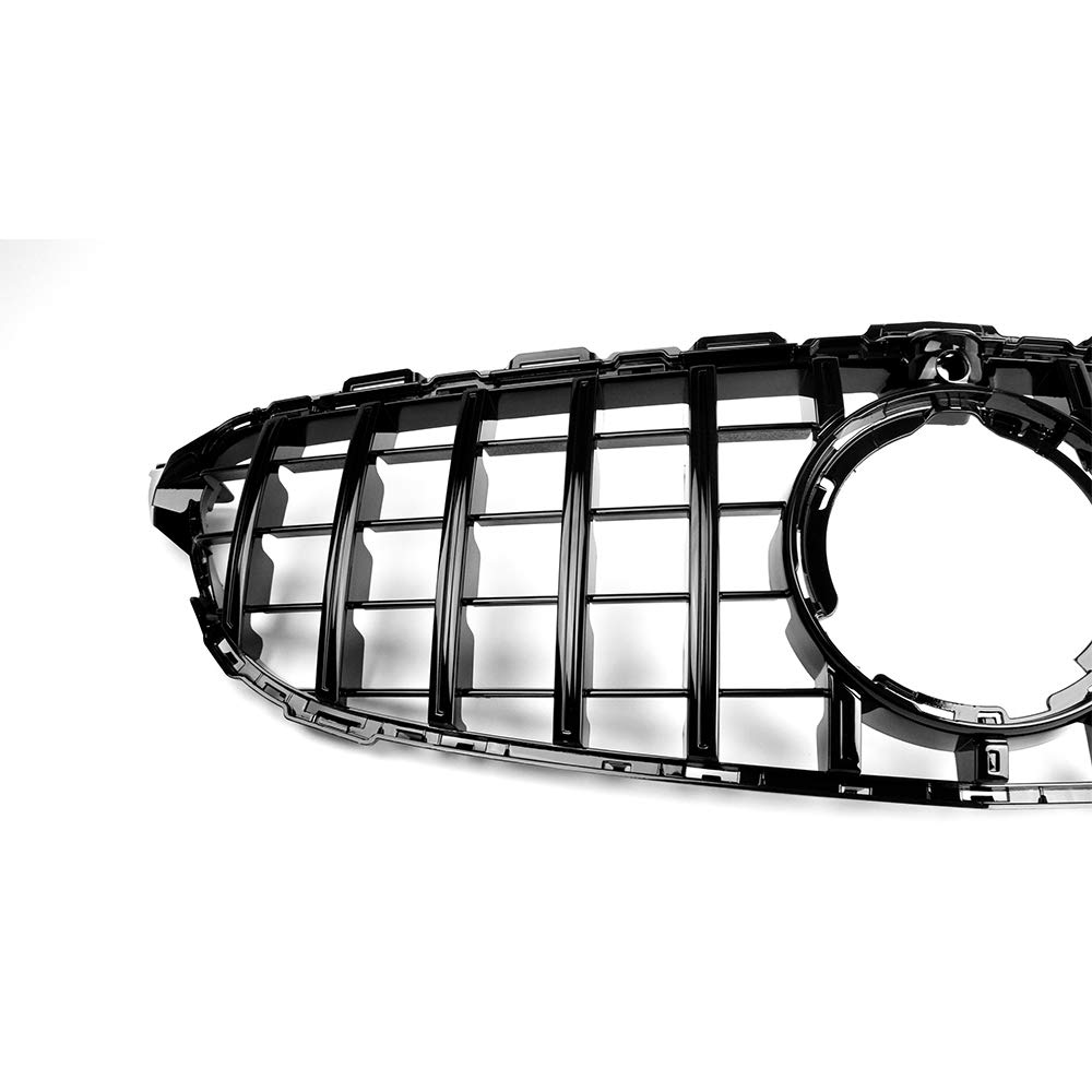 GT R Style Front Grille with Camera for Mercedes Benz C-Class W205 (2015-2018) - C180 C200 C250 C300 C400 Models - High Gloss Black Finish - Perfect for Car Enthusiasts & Performance Upgrades