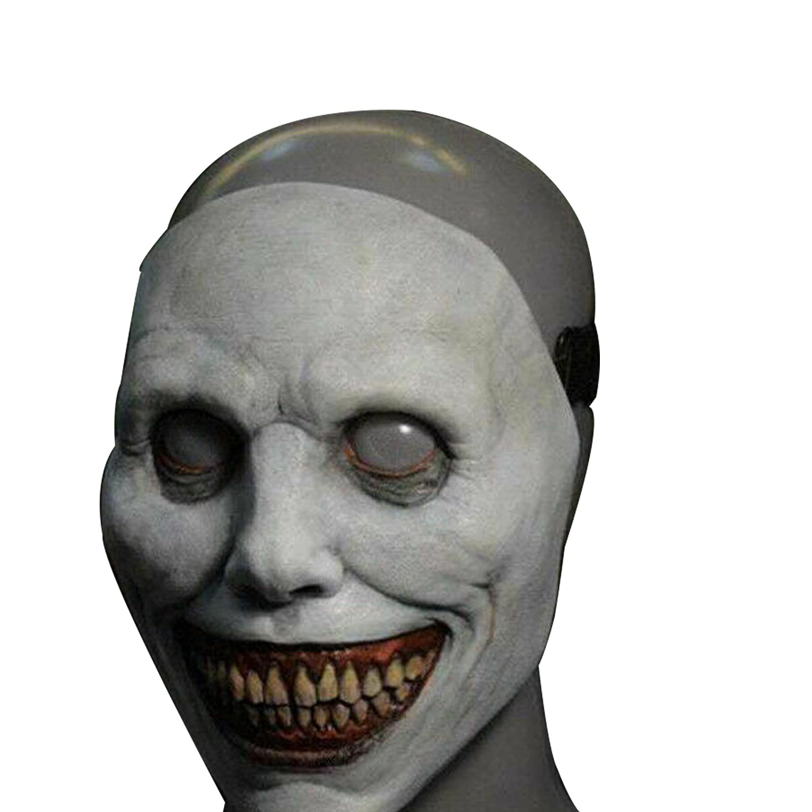 Smiling Demon Mask - Scary Halloween & Cosplay Prop for Horror Parties, Evil Devil Costume Accessory (White) - Perfect for Halloween, Cosplay Events & Haunted House Decor