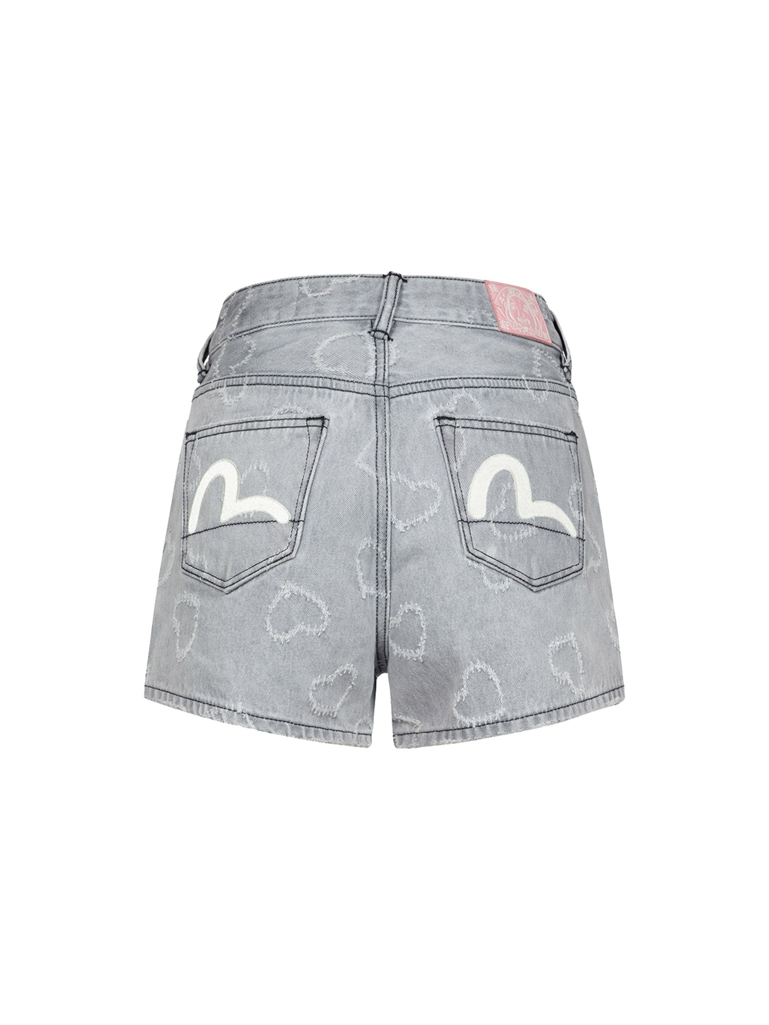 Seagull Embroidery Denim Shorts for Women - Fashion Allover Heart Design High Waisted Stretch Jeans Shorts | Perfect for Summer, Beach, Casual Outfits and Street Style