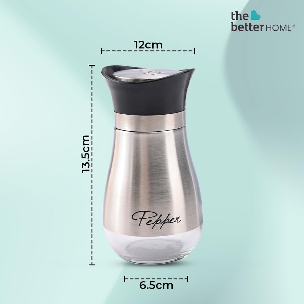 Premium Glass Salt and Pepper Shakers Set - Moisture-Proof Kitchen Seasoning Dispenser with Perfect Pour Holes - Ideal for Home, Restaurant & Dining Table Use (1-Pack)