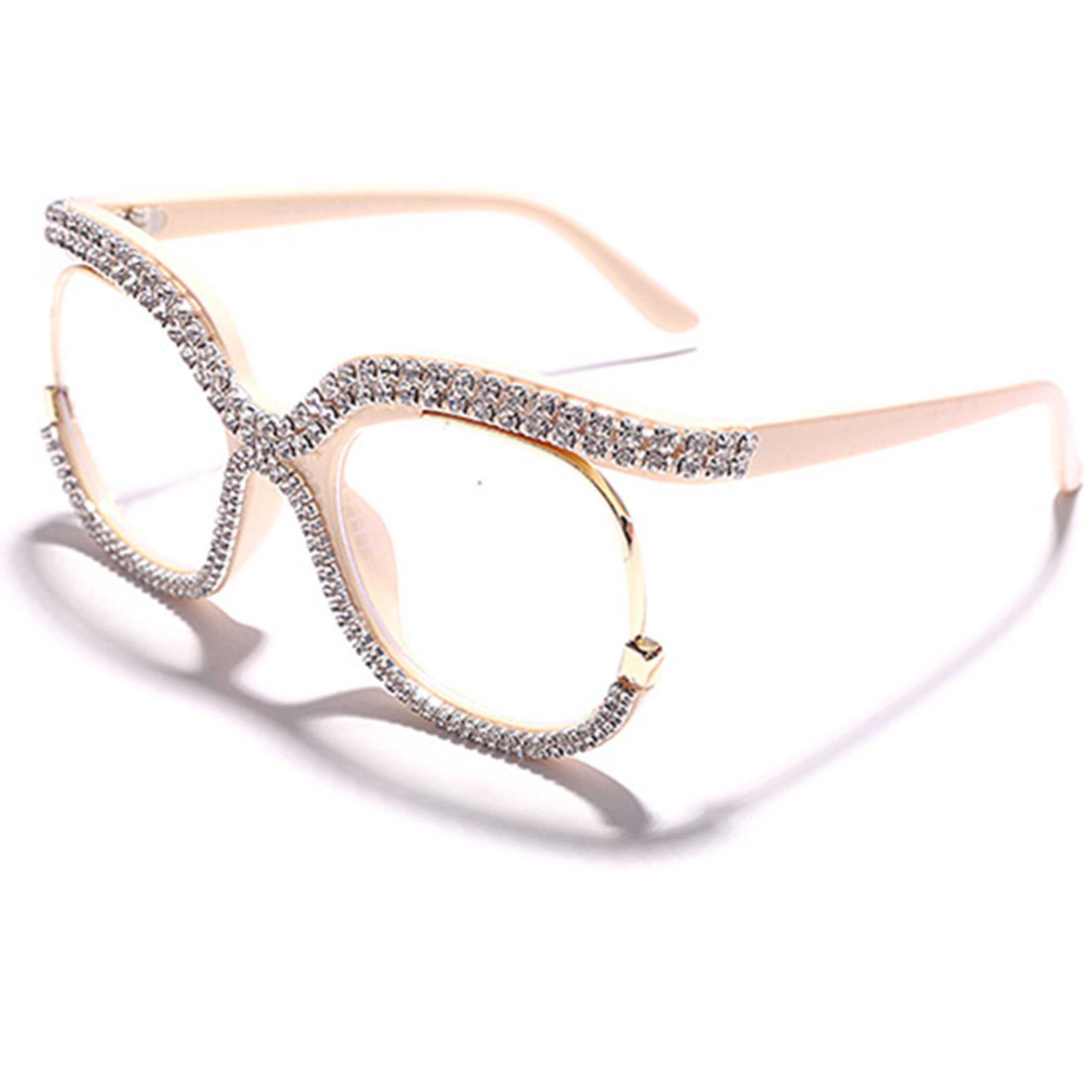 Stylish Cat Eye Blue Light Glasses for Women - Rhinestone Readers for Work & Screen Time