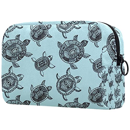 Turtles Print Makeup Bag - Waterproof Travel Cosmetic Organizer & Toiletry Pouch for Women | Portable Tote for Cosmetics, Brushes, Skincare | Perfect for Vacation, Gym, Daily Use