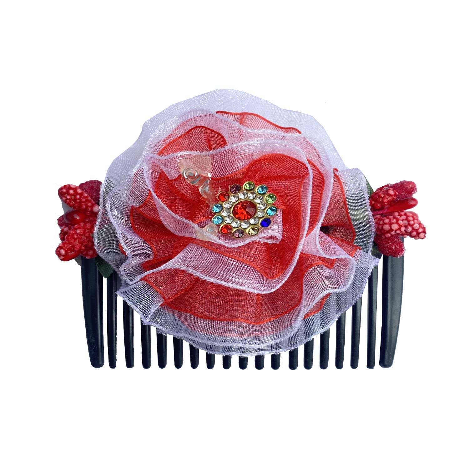Vinshbond Flower Hair Clips for Women - Red Hair Accessories for Parties & Weddings