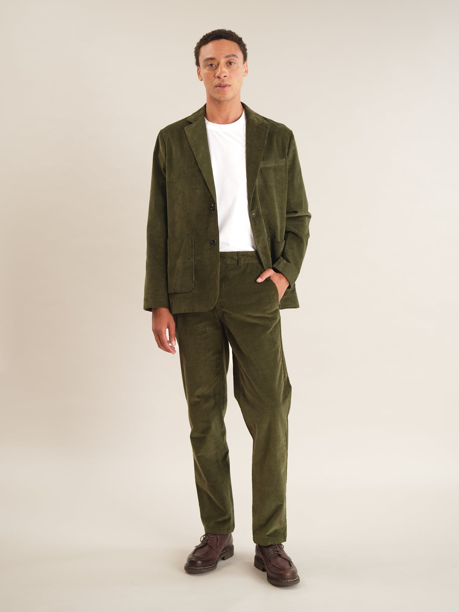 Stylish Olive Green Cotton Pincord Blazer for Women - Classic Tailored Jacket for Office, Business Meetings & Formal Events
