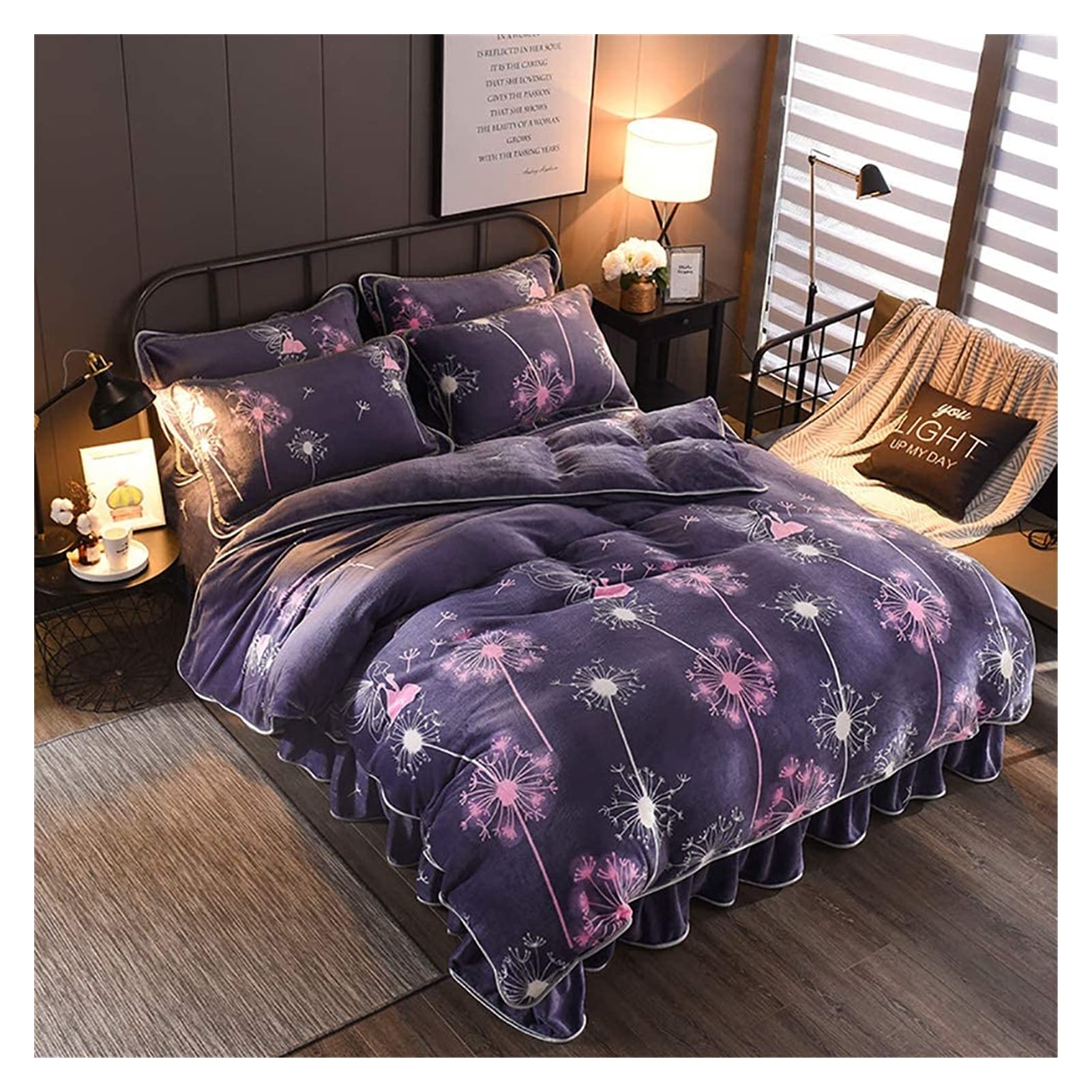 Soft Flannel King Size Bedding Set - Winter Warm Duvet Cover, Pillowcases & Flat Sheet - Wrinkle-Free & Stain-Resistant - Cozy Bed Sheets for Cold Weather - Perfect for Master Bedroom, Guest Room & Winter Retreats