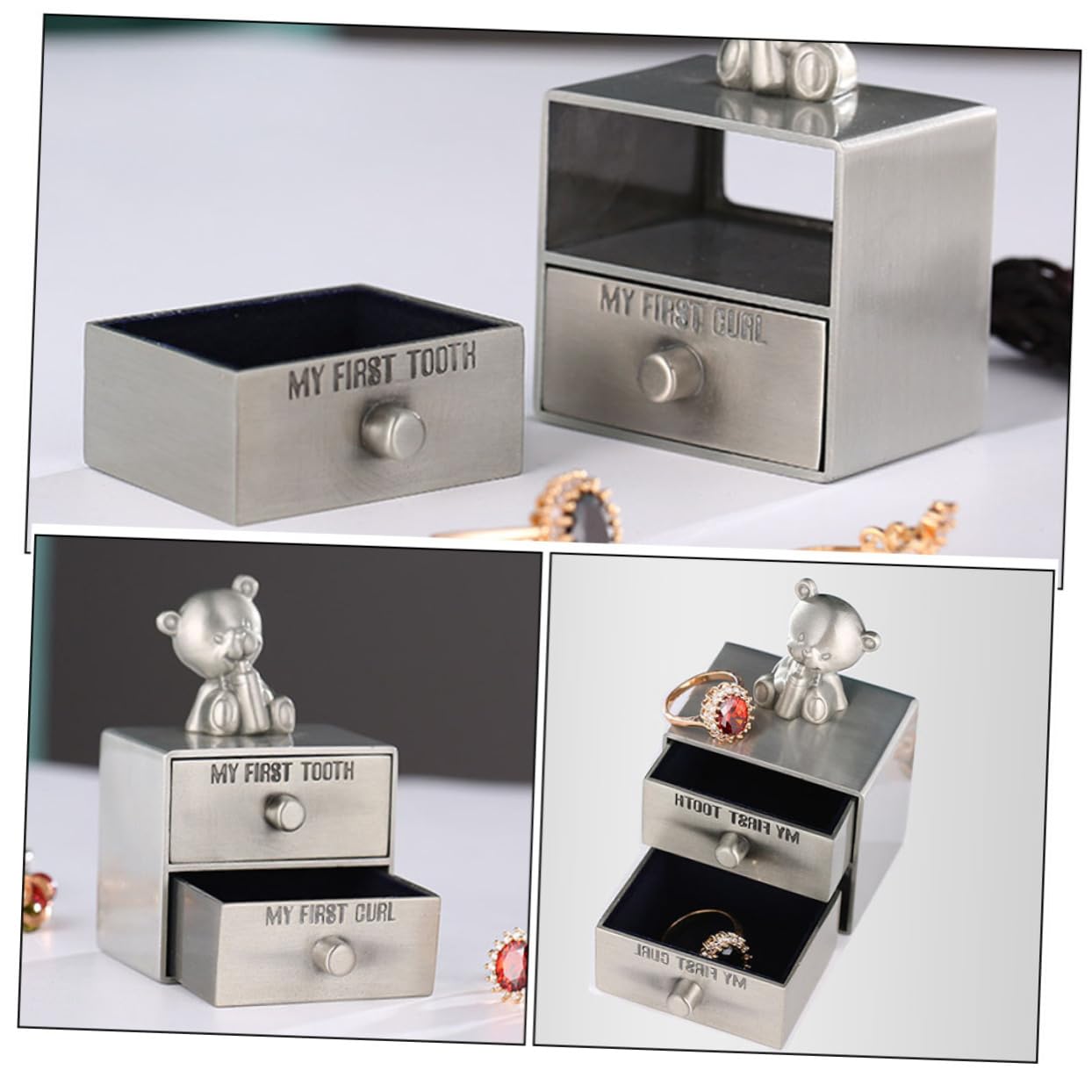Toyvian Baby First Tooth Box - Metal Baby Tooth Keepsake Holder with Curl Design for Newborns | Perfect Baby Shower Gift & Milestone Memory Keepsake