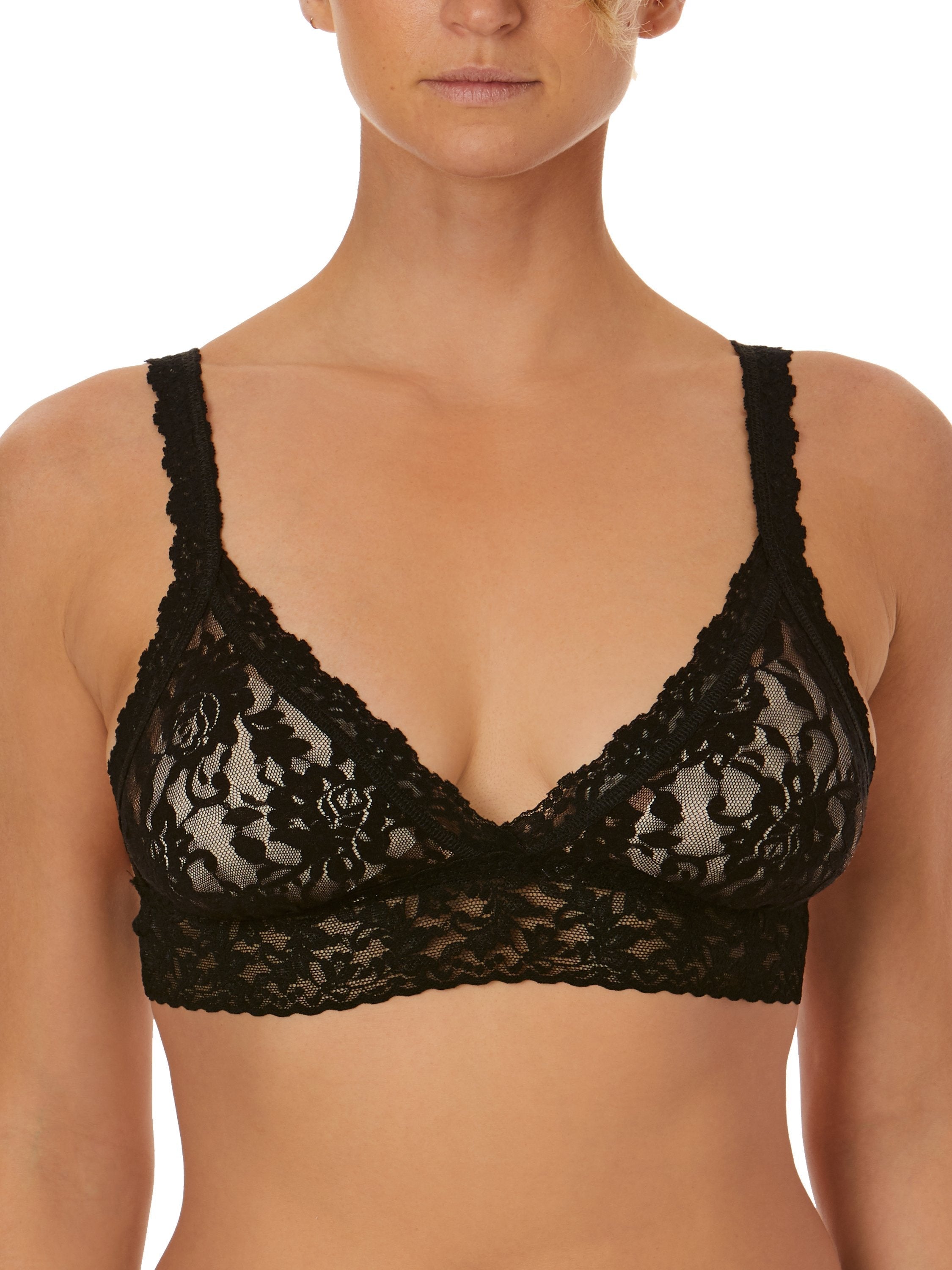Signature Lace Padded Crossover Bralette - Comfortable Wireless Support for Everyday Wear, Yoga & Lounge