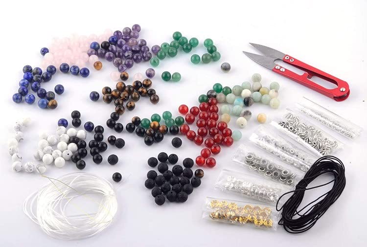 8mm Natural Crystal Beads for Jewelry Making - DIY Gemstone Beading Kit for Bracelets, Necklaces (Healing Stones, 50pcs) - Perfect for Handmade Jewelry, Meditation & Gift Giving