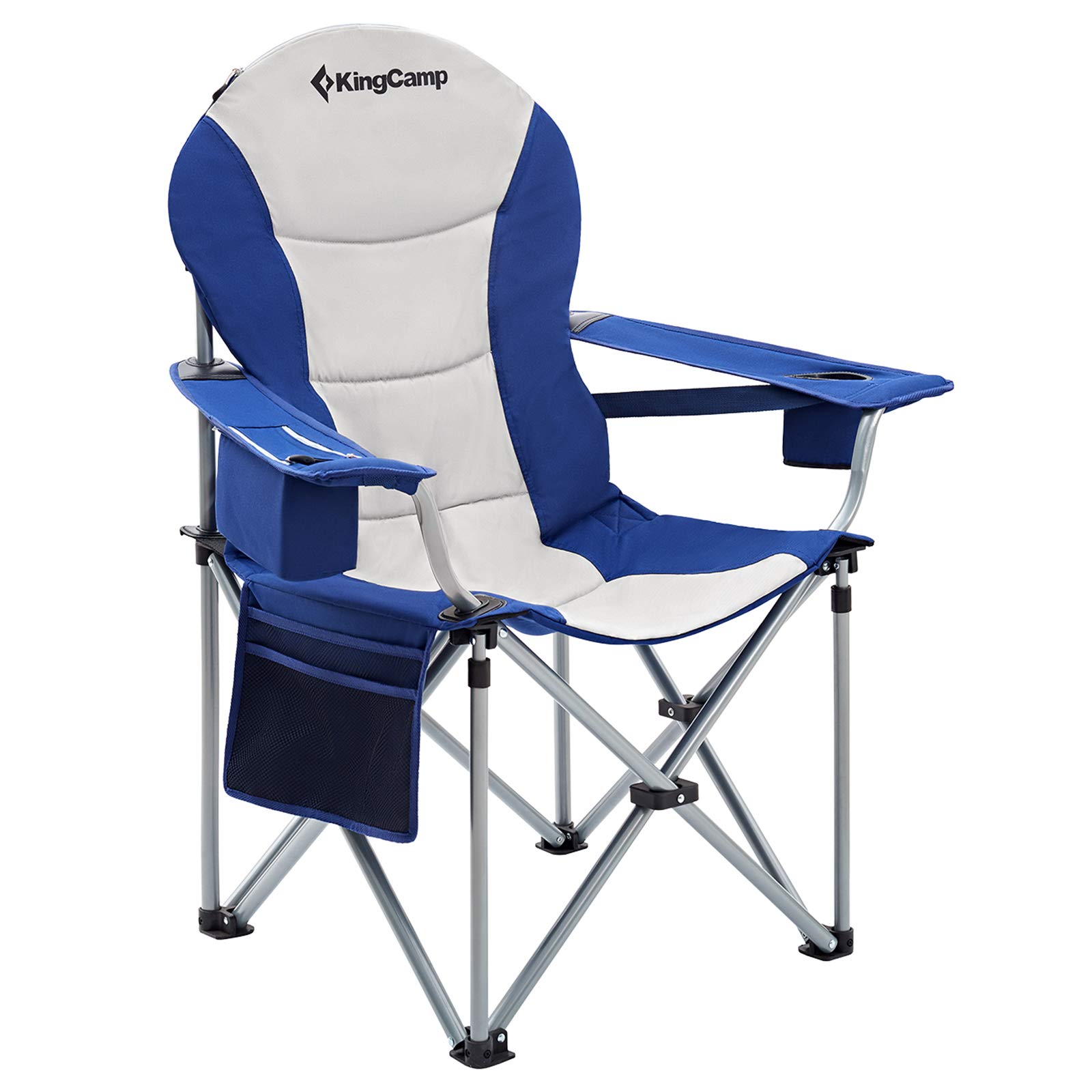 KingCamp Oversized Folding Camping Chair with Lumbar Support, Cooler Bag & Cup Holder - Heavy Duty 350lbs Capacity for Outdoor Fishing, Picnic, Beach, Backyard & Tailgating - Portable Comfort for Camping, Sports Events & Relaxation