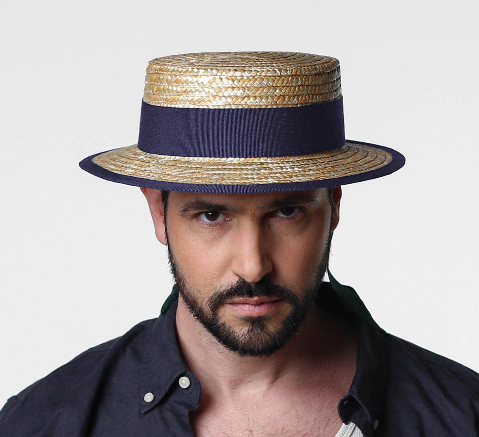 Gondolier Boater Hat - Classic Straw Hat for Men & Women - Perfect for Venetian Costumes, Summer Weddings, and Outdoor Events