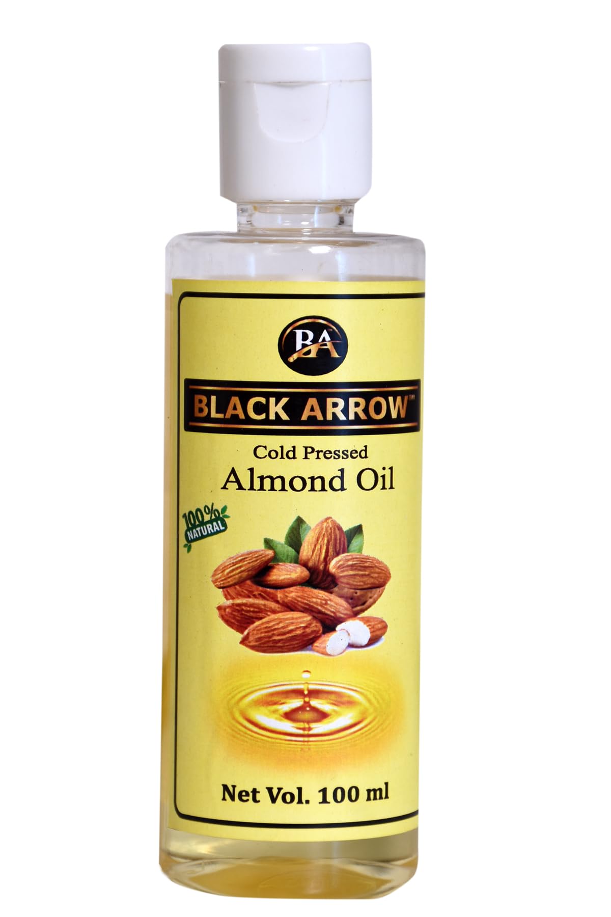 Black Arrow Pure Cold Pressed Sweet Almond Oil for Skin & Hair | 100% Natural Vitamin E Rich Moisturizer | Deep Nourishment & Hydration | 100ml | Perfect for Massage, DIY Beauty & Aromatherapy