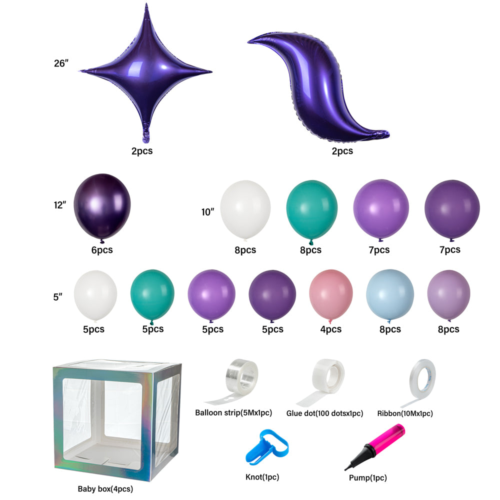 Balloonify Sparkle Mermaid Balloon Arch Garland Kit - 89 Piece Party Decorations for Birthday, Baby Shower & Wedding | Includes 1 Count Box of Shimmering Balloons