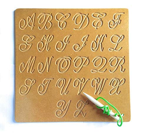 JOYLAND Wooden Hindi Alphabet Tracing Board for Kids - Capital Cursive Letters Writing Practice with Dummy Pencil | Montessori Learning Toy | Educational Slate for Preschool & Kindergarten | Perfect for Home Schooling & Early Childhood Development