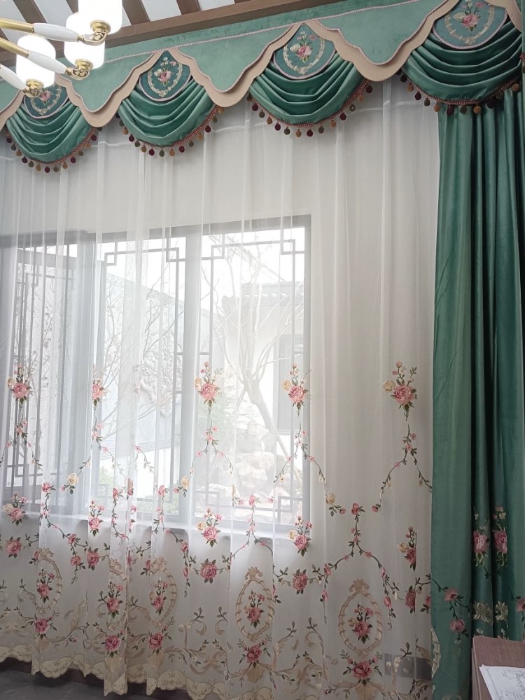 Luxury Pink Floral Embroidered Sheer Curtains - White - Elegant Window Drapes for Living Room, Bedroom & Home Decor
