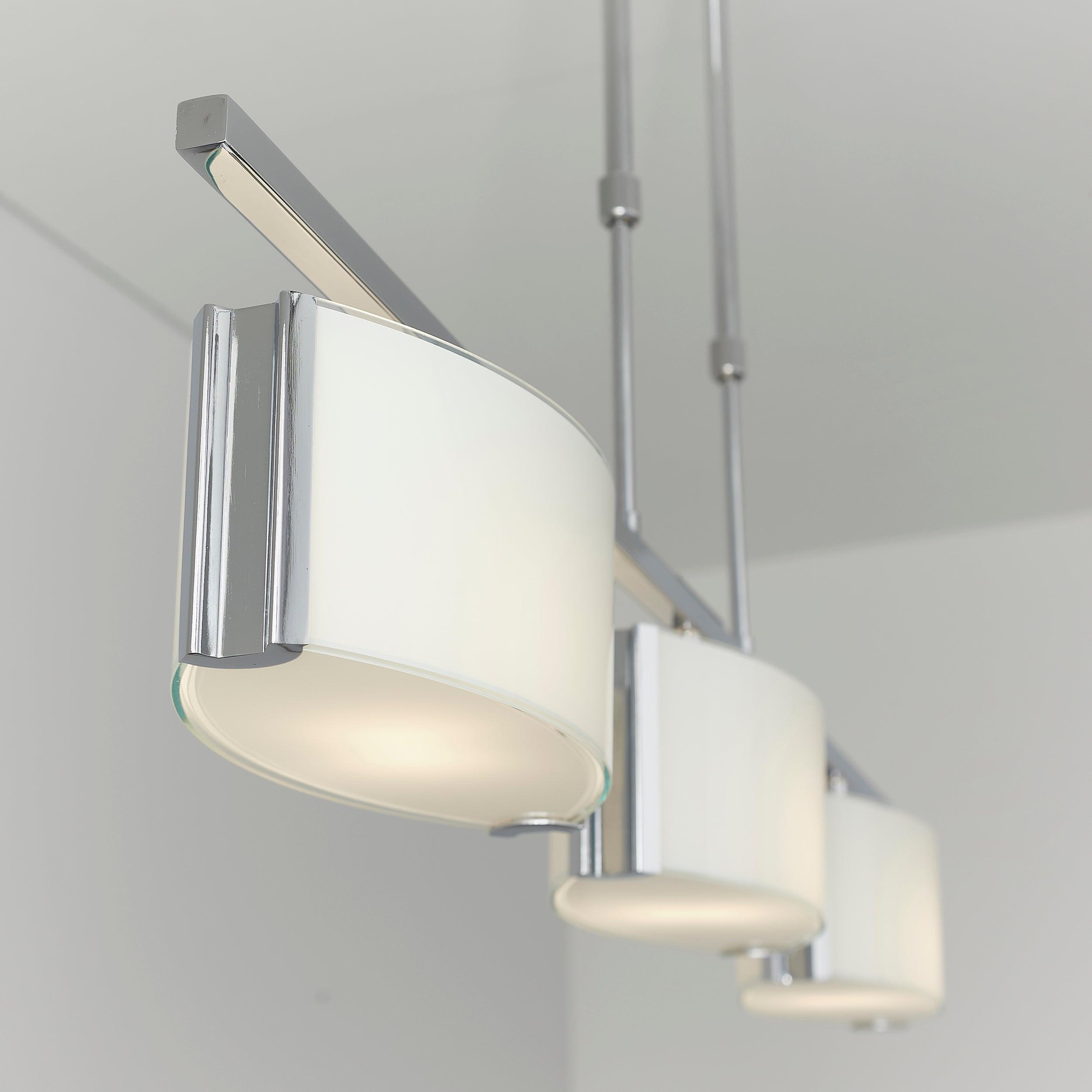 3-Light Semi Flush Mount Ceiling Fixture - Chrome Finish with White Glass Shades - Perfect for Bedroom, Living Room & Hallway Lighting