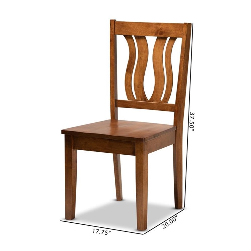 BOWERY HILL 2-Piece Walnut Brown Wood Dining Chair Set - Solid Wood Kitchen Chairs for Dining Room, Breakfast Nook & Small Space