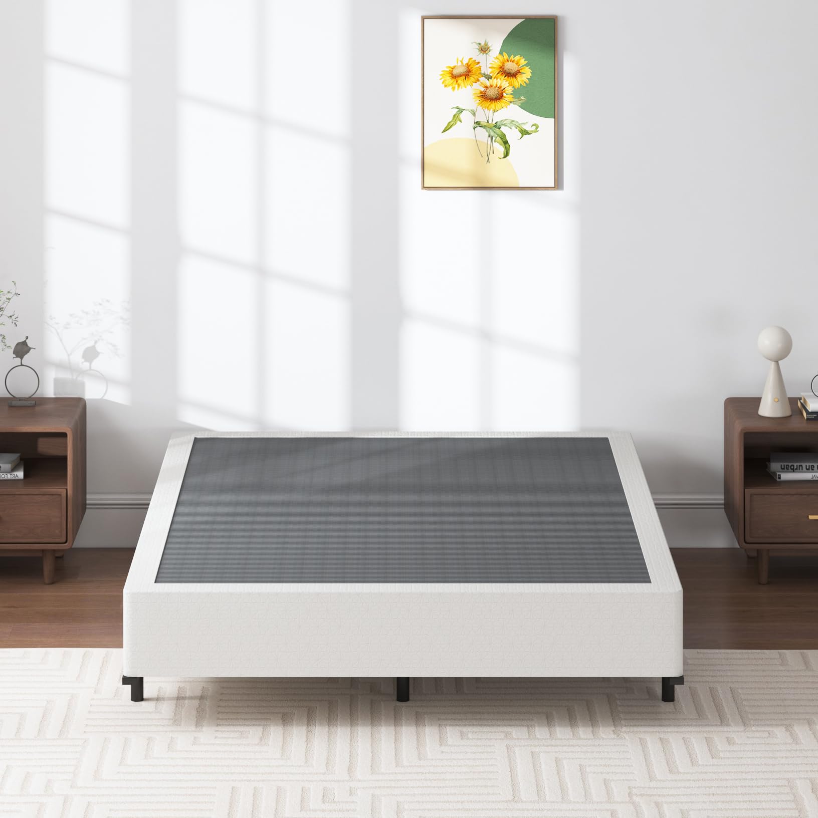9 Inch Queen Box Spring - High Profile Metal Frame with Fabric Cover, Easy Assembly, 3000 lbs Weight Capacity - Perfect for Queen Beds, Guest Rooms & Dormitories