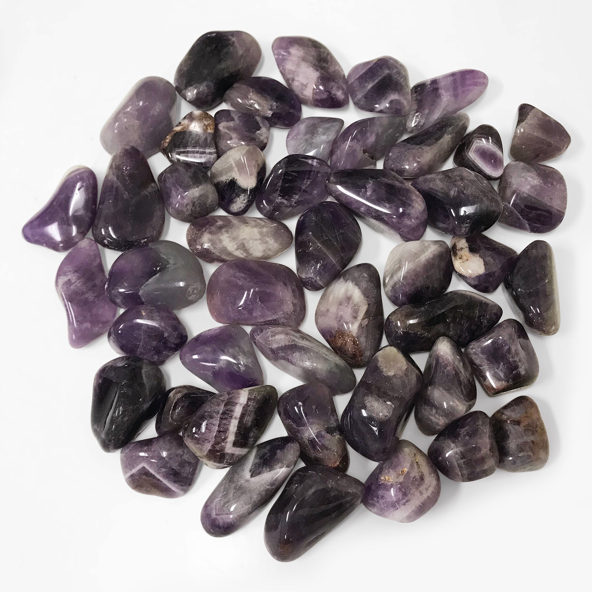 1Lb Polished Chevron Amethyst Tumbled Stones - Bulk Healing Crystals for Meditation, Reiki, Chakra Balancing & Home Decor