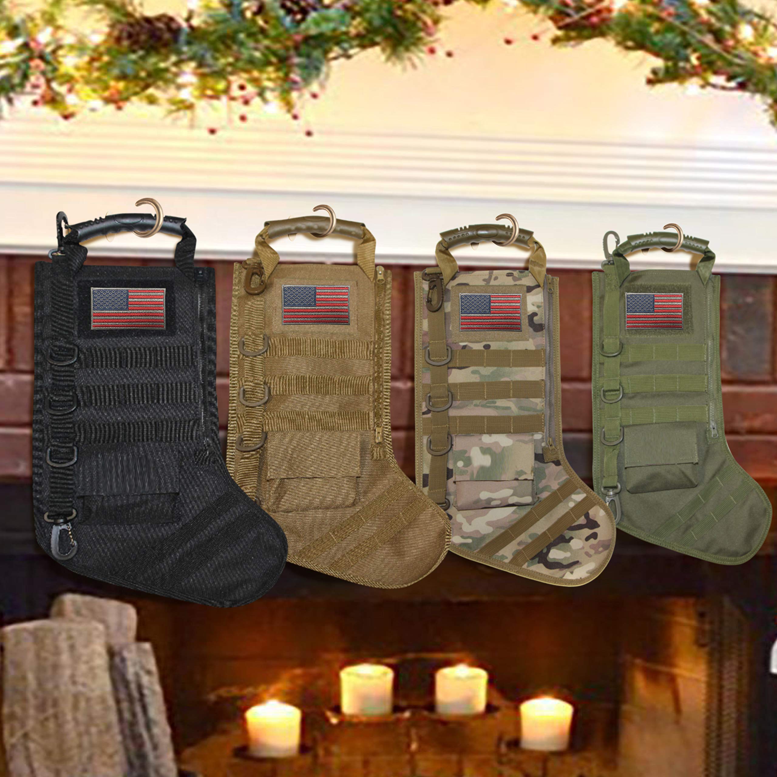 Tactical Christmas Stocking with MOLLE Gear - Durable Military-Style Holiday Decor for Outdoor Enthusiasts & Camping