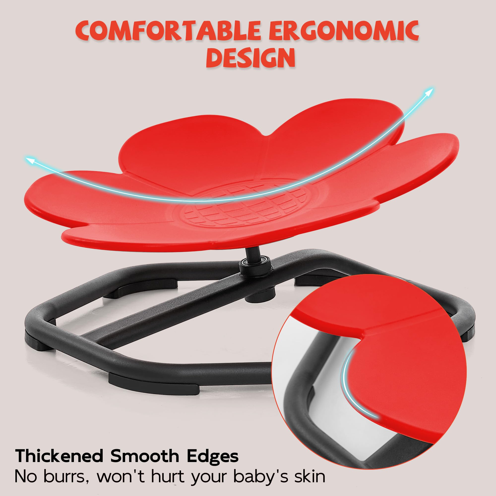 Jootan Kids Swivel Chair - Non-Slip Base Spinning Chair for Autistic Children | Sensory Sit and Spin Chair for Body Coordination Training | Perfect for Home, Classroom & Therapy Use (Red)