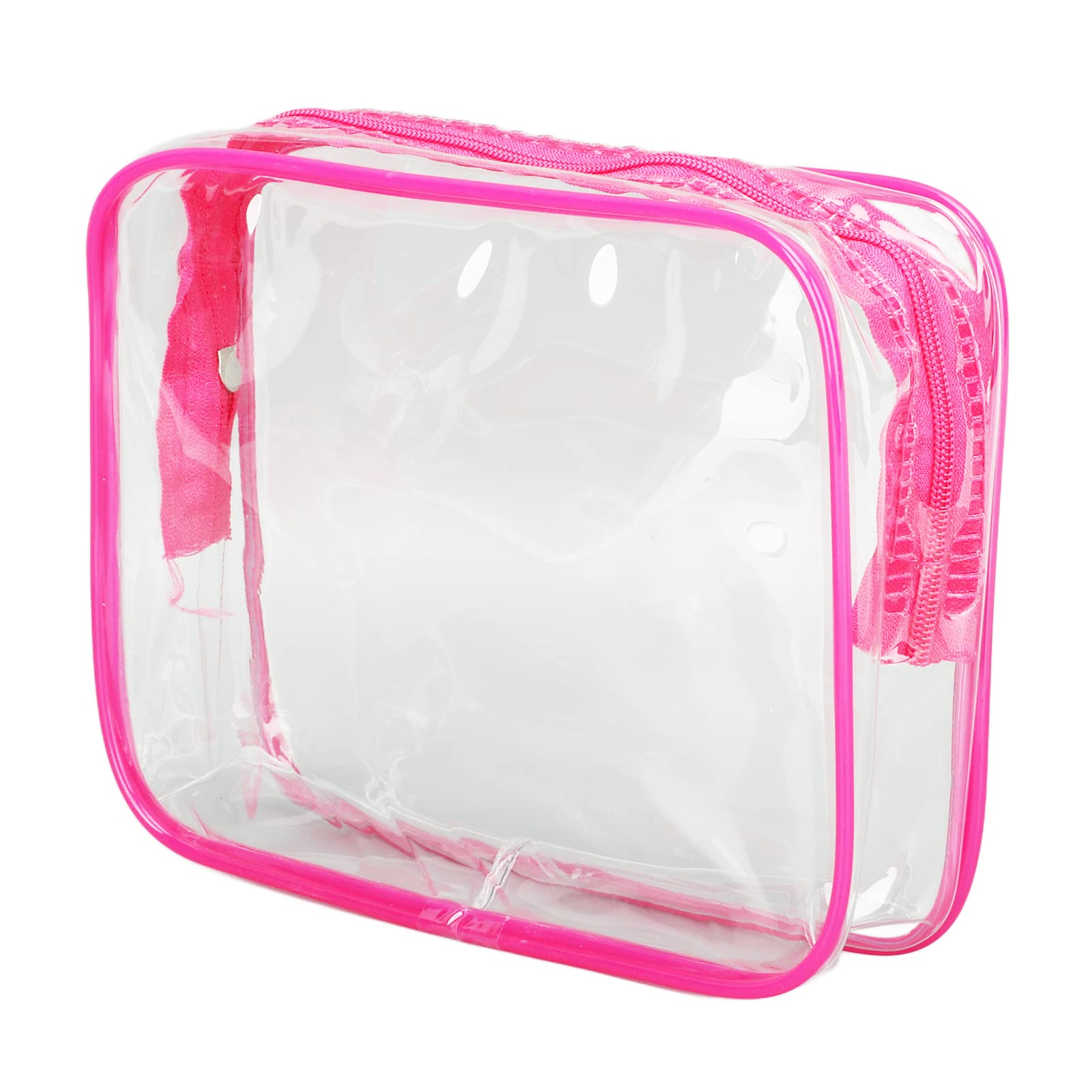 3-Piece Large Capacity Clear Travel Cosmetic Bags - Waterproof PVC, Easy to Clean with Carrying Handle - Perfect for Gym, Fitness, Travel & Toiletries Organization (Rose Red)