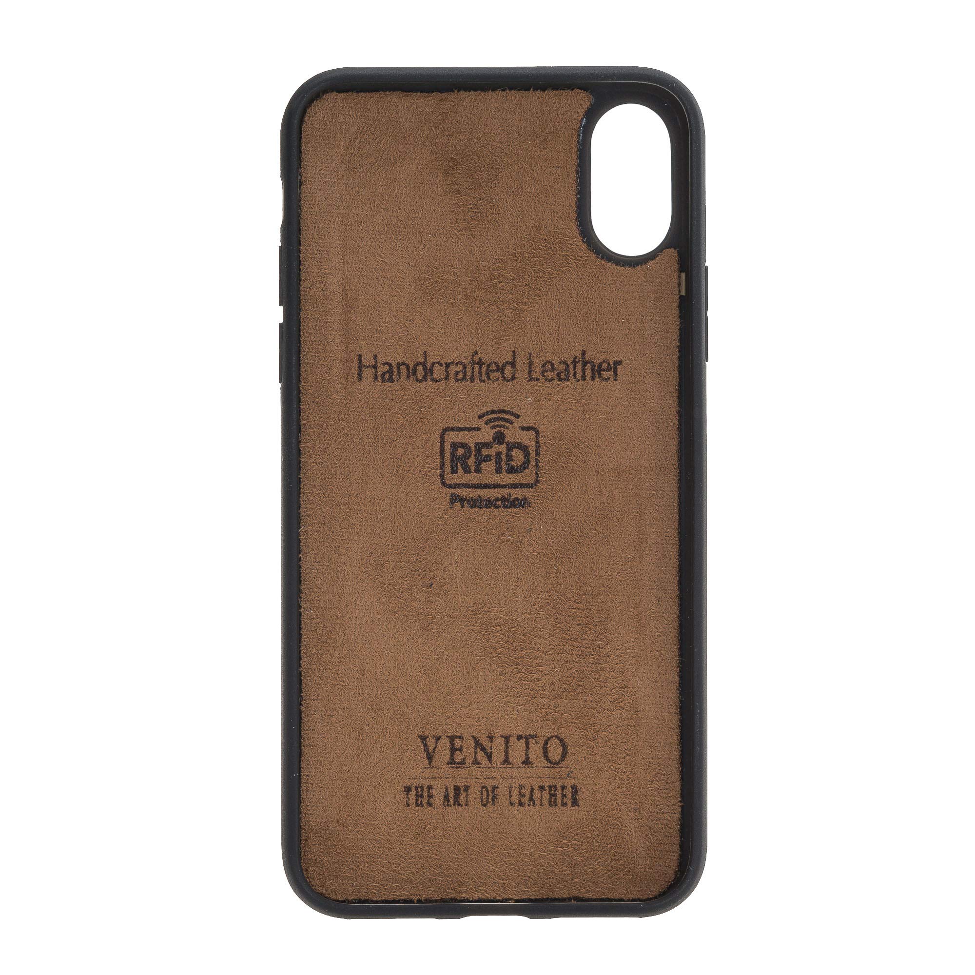 Venito Capri Leather Wallet Case for iPhone X/XS (5.8 Inch) - RFID Blocking Protection & Padded Back Cover - Premium Antique Brown - Perfect for Everyday Use & Travel Protection