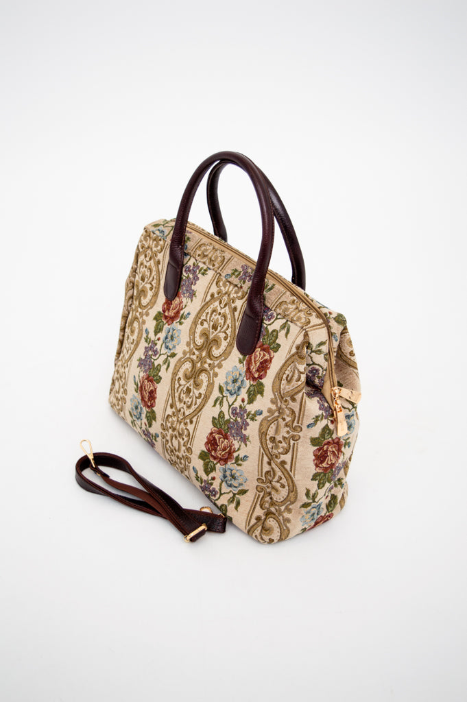 Elegant Beige Victorian Style Handbag for Women - Vintage Leather Crossbody Purse for Daily Use, Parties & Special Occasions