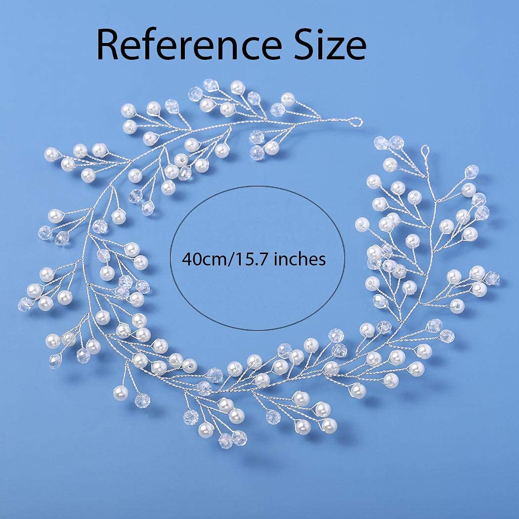 Brishow Silver Crystal Wedding Hair Vine – Bridal Pearl Headpiece with Rhinestones, Elegant Headband for Women & Girls | Perfect for Bridal Showers, Weddings & Special Occasions