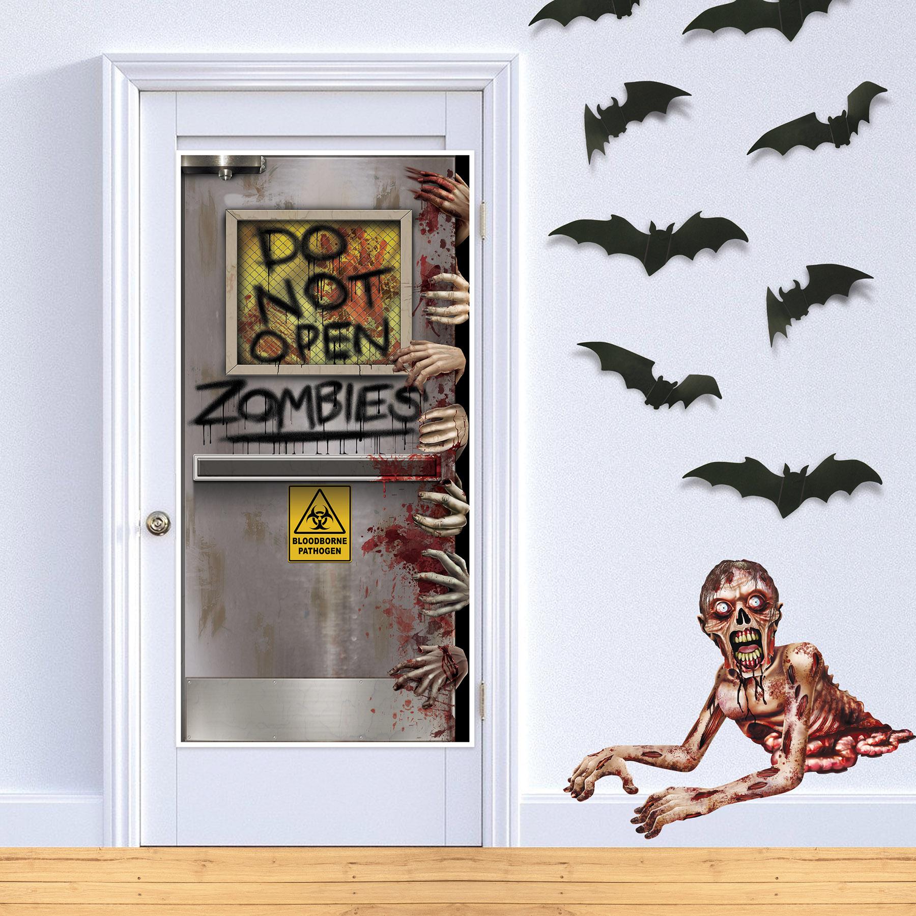 12 Pack Halloween Zombie Lab Door Covers - Spooky Decor for Parties, Haunted Houses & Trick or Treat - Durable & Easy to Hang