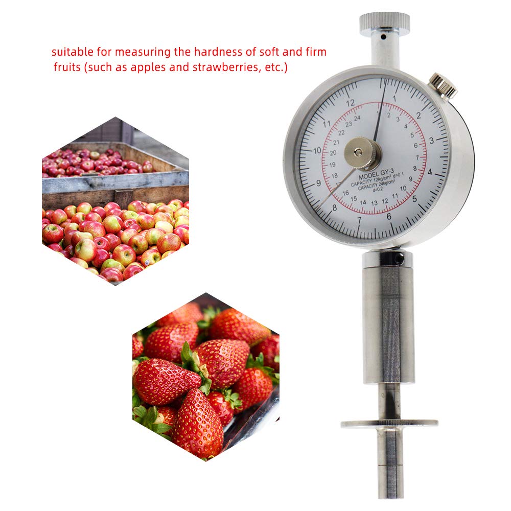 Premium Fruit Hardness Tester - Dual Pressure Head (8mm & 11mm) with 0.5-12kg/cm² & 1-24kg/cm² Range | Portable Fruit Penetrometer for Measuring Apple, Pear, Peach Firmness | Ideal for Farmers, Quality Control & Agricultural Research