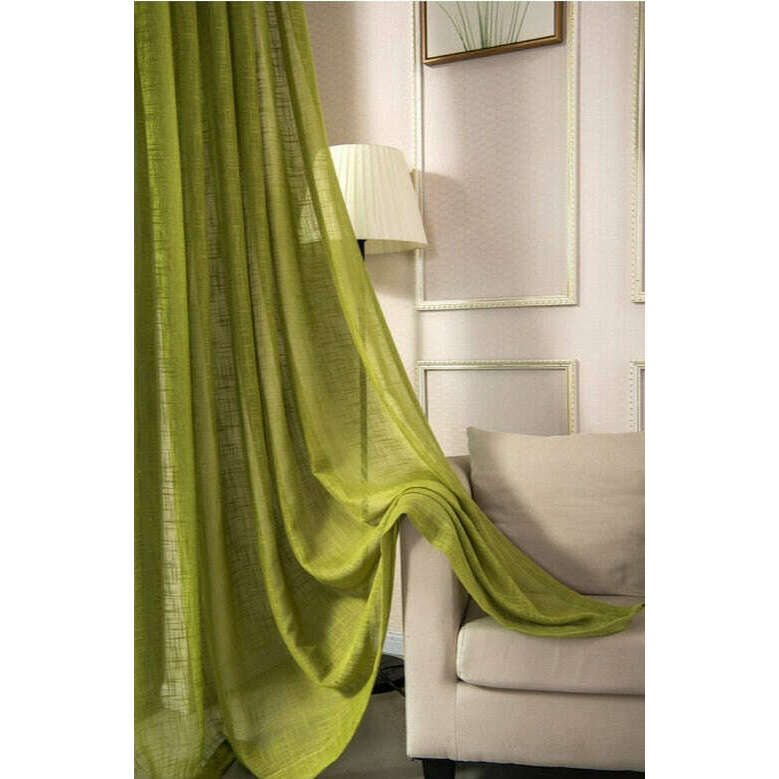Remy Linen Semi Sheer Curtains - Light Filtering Window Drapes in Pistachio Green for Living Room, Bedroom & Nursery - Soft Textured Linen Blend Fabric with Elegant Semi-Transparent Design