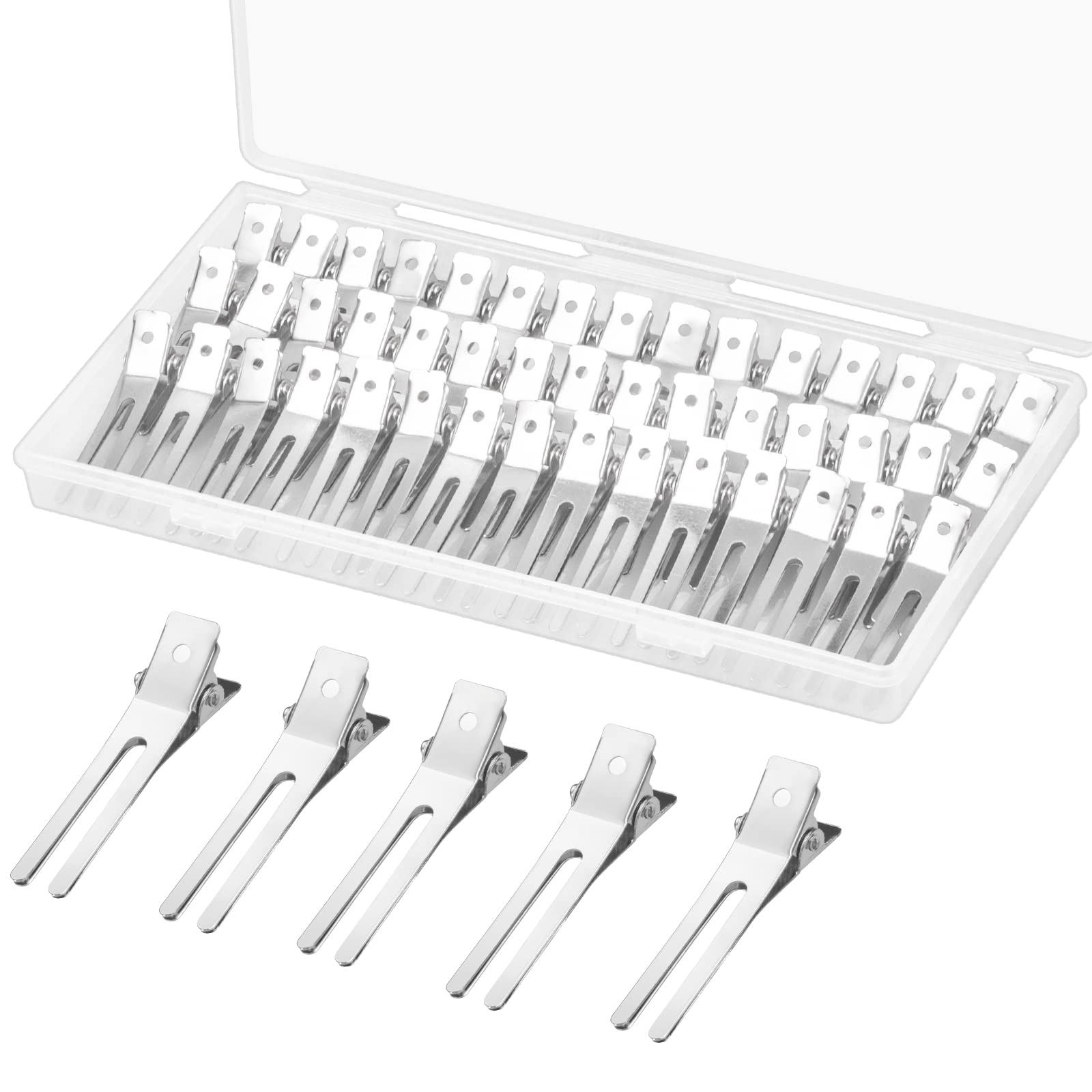 60Pcs Double Prong Pin Curl Clips - 1.8