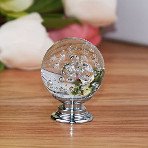 Transparent Decorative Crystal Glass Ball Knobs - Set of 12 for Kitchen Cabinets, Wardrobes, Drawers & Dressers - Elegant Bubble Design Cabinet Handles for Home Decor & Furniture Upgrade