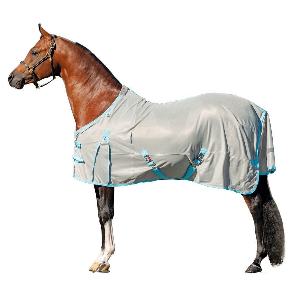 Schneiders Cooling Soft Interlock Mesh II Horse Fly Sheet - 300D Breathable Fabric with 80% UV Protection & SilverTek Lining - Reflective Strips for Night Visibility - Perfect for Summer Riding, Trail Riding, and Pasture Protection