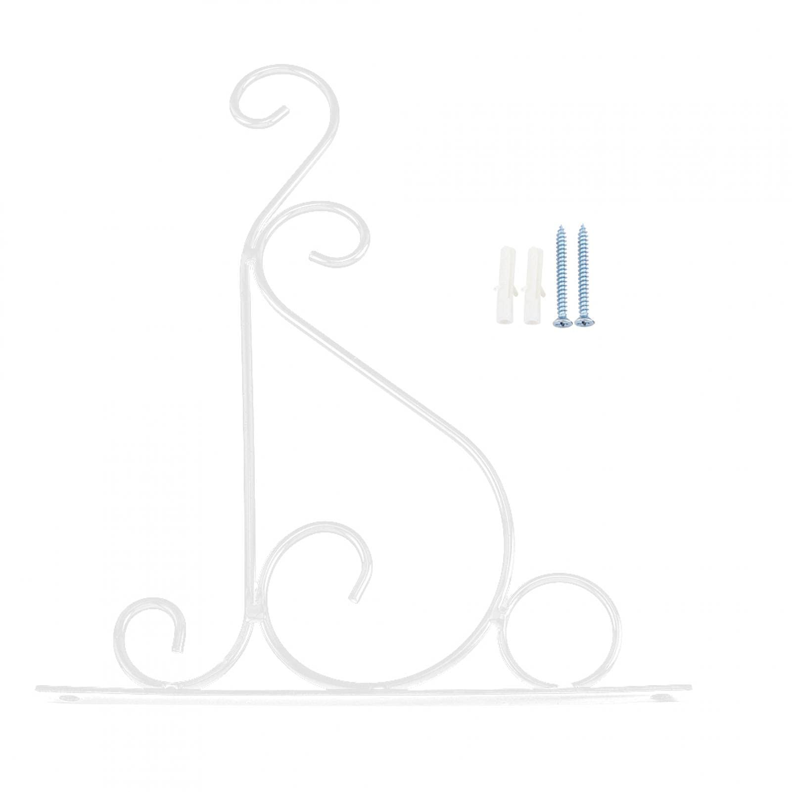 Kuuleyn Iron Wall Hook Plant Hanger Bracket - 25x21cm Heavy Duty Flower Pot Holder for Indoor/Outdoor Garden Decor (White) - Perfect for Hanging Plants, Herbs, and Decorative Baskets in Living Rooms, Balconies, or Patios