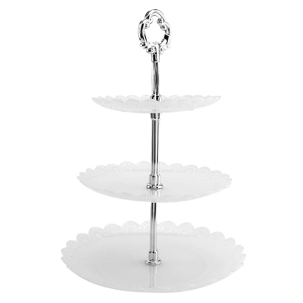 3-Tier Transparent Blue Dessert Platter - AUNMAS Elegant Cake & Fruit Serving Tray for Weddings, Home Parties, and Dining Table Decorations - Perfect for Displaying Snacks, Pastries, and Fruits at Events