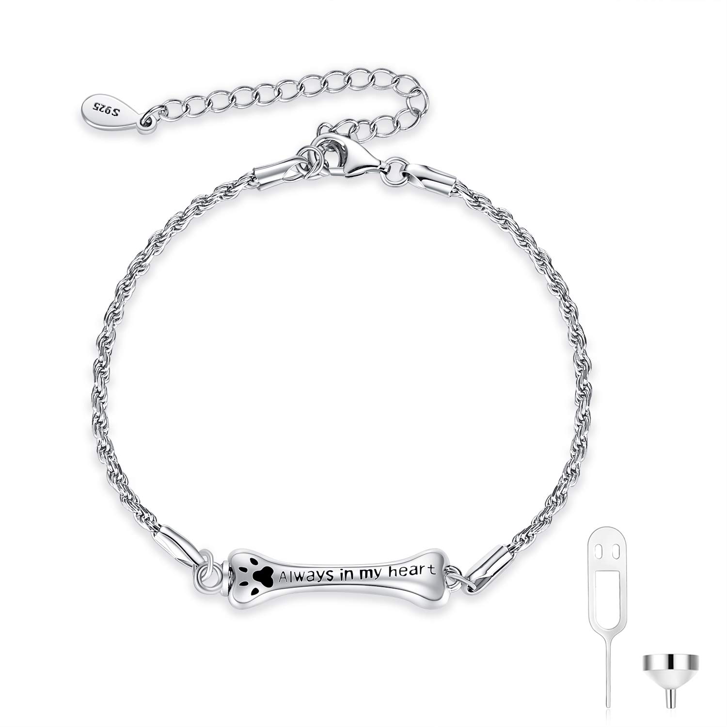WINNICACA Sterling Silver Cremation Jewelry Bracelet - Keepsake Urn for Ashes with Funnel Filler - Memorial Gift for Loved Ones | Wearable Remembrance for Everyday Comfort & Special Occasions