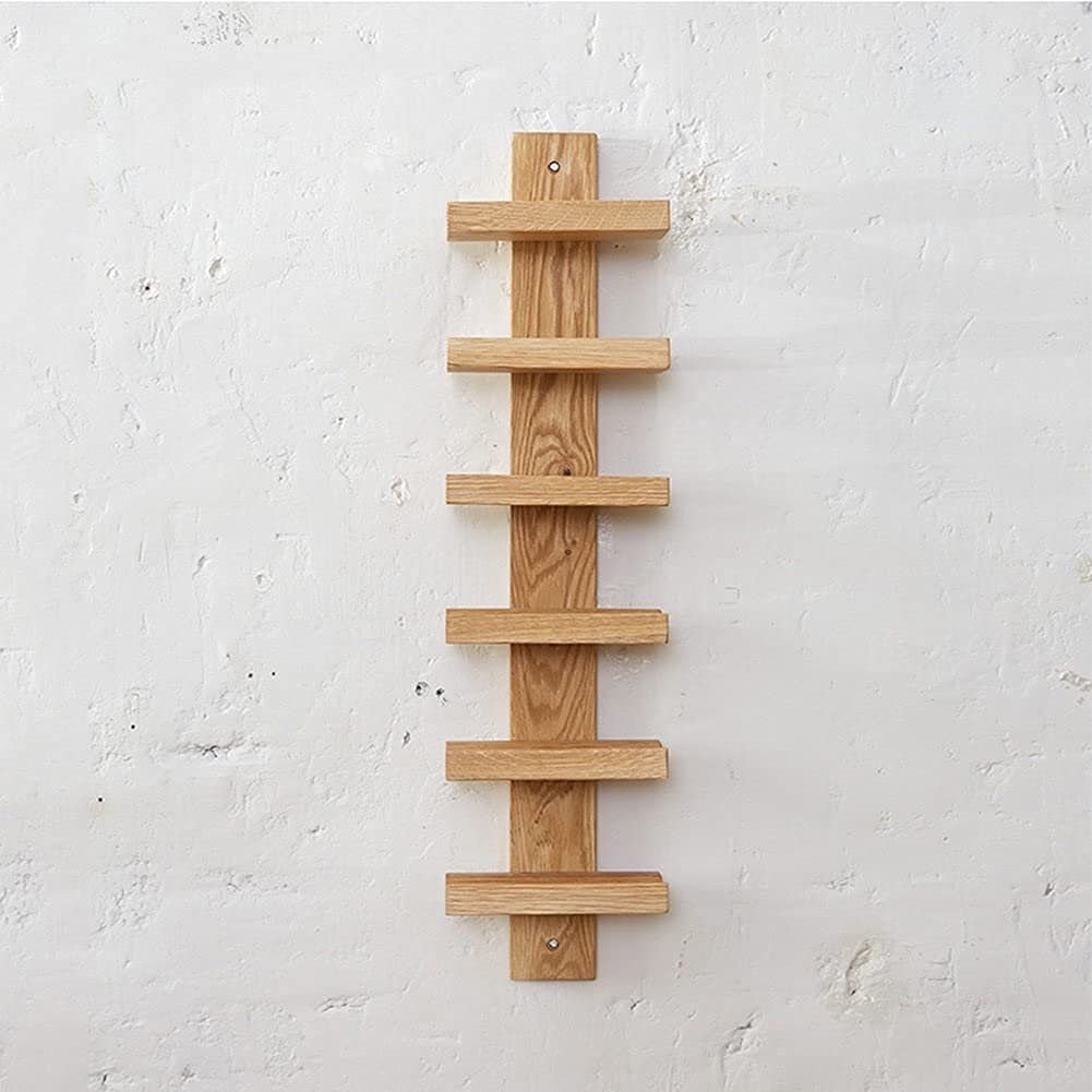 Premium Oak Wall Mounted Wine Rack - Holds 6 Bottles with Glass Shelves | Space-Saving Wine Display & Storage for Kitchen, Bar, Dining Room, or Home Decor