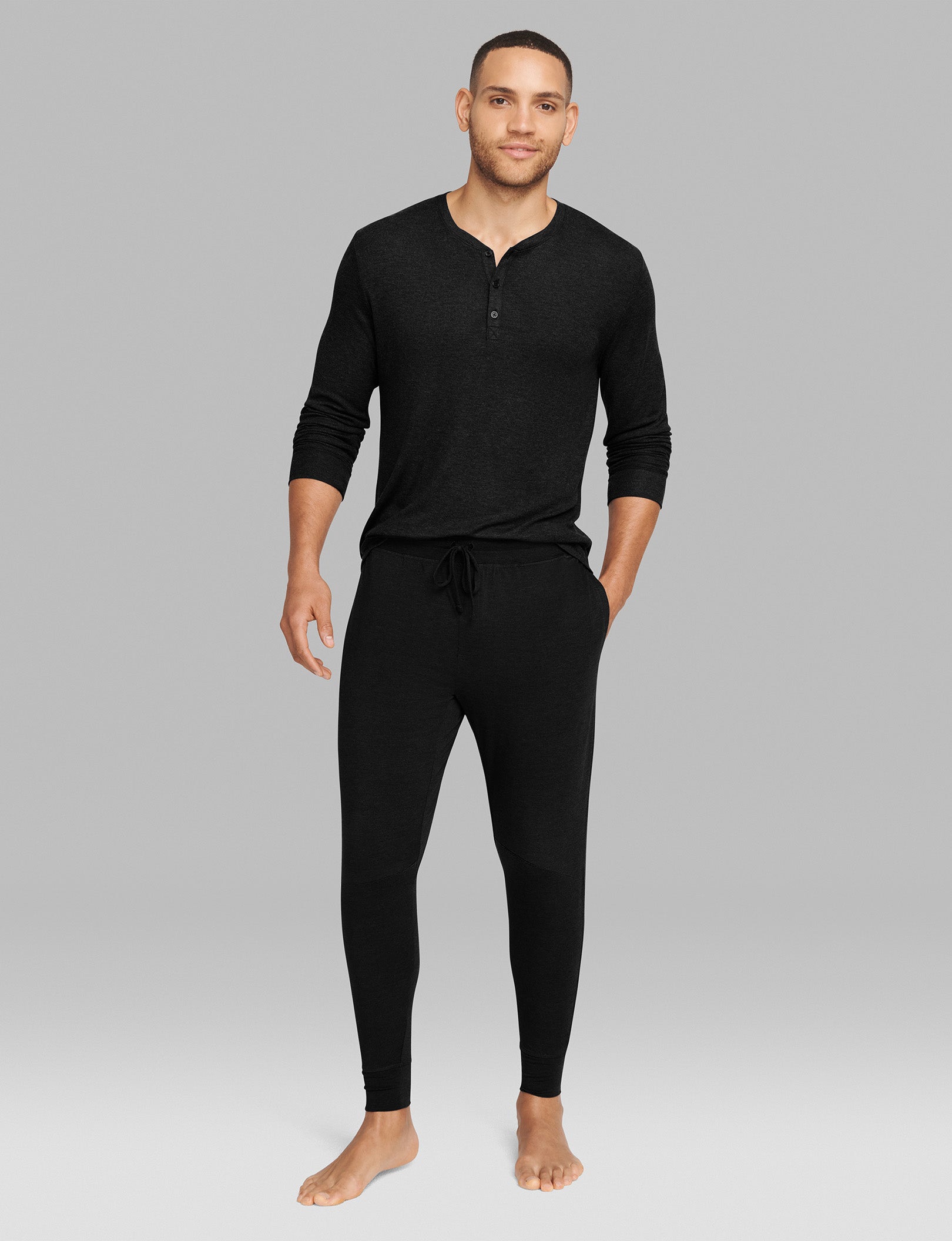 Premium Men's Henley Shirt & Jogger Pajama Set - Soft Cotton Lounge Wear for Relaxing at Home, Sleepwear & Comfortable Outfit for Lounging, Travel & Casual Wear
