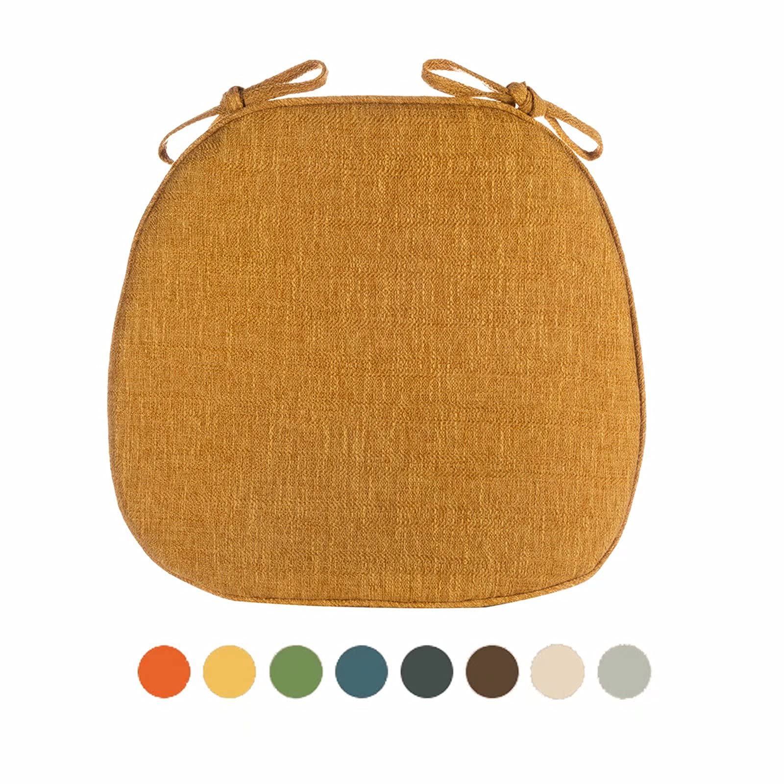 4 Pack Yellow Drawstring Kitchen Chair Cushions - Washable & Detachable Dining Chair Seat Covers for Comfort - Perfect for Kitchen, Dining Room, Restaurant & Outdoor Use