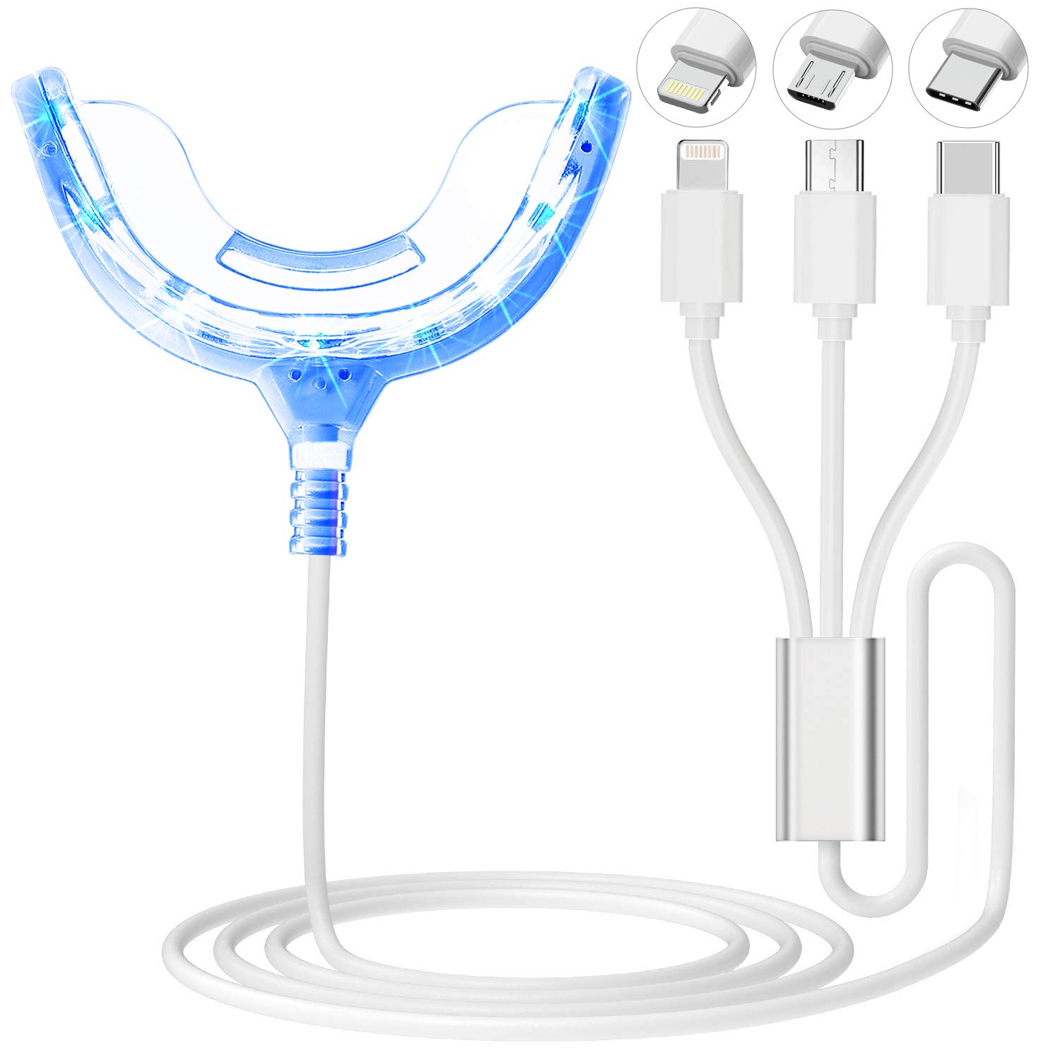 PHOEBE Upgraded 16 LED Teeth Whitening Accelerator Light with Mouth Tray - Compatible with iPhone/Android/Type-C - Professional Teeth Whitening Kit for Home Use & Travel