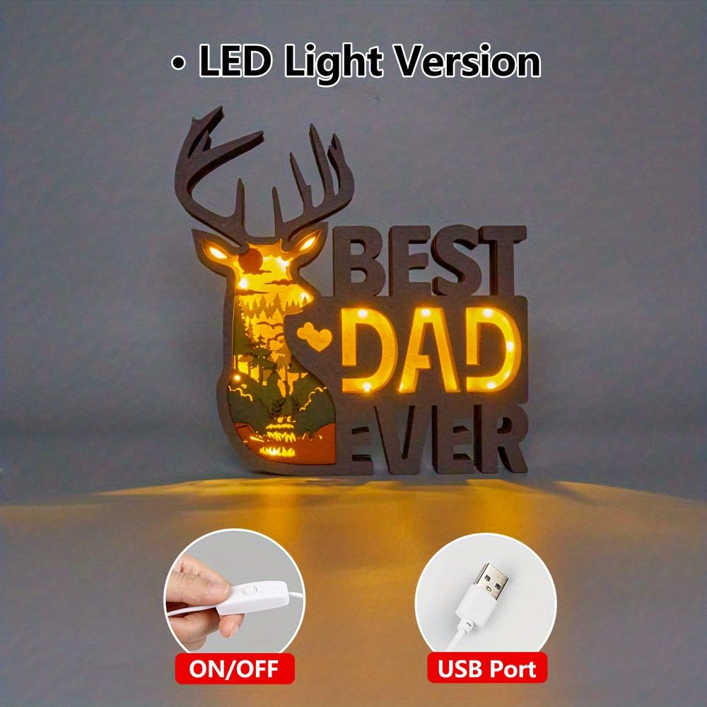 3D Wooden Animal Carving LED Night Light - Handcrafted Wooden Lamp for Home Decor, Desk, Living Room, Bedroom, Office & Farmhouse - Perfect Gift for Dad, Birthday, Christmas & Housewarming - Creates Cozy Ambiance for Relaxation & Festive Celebrations
