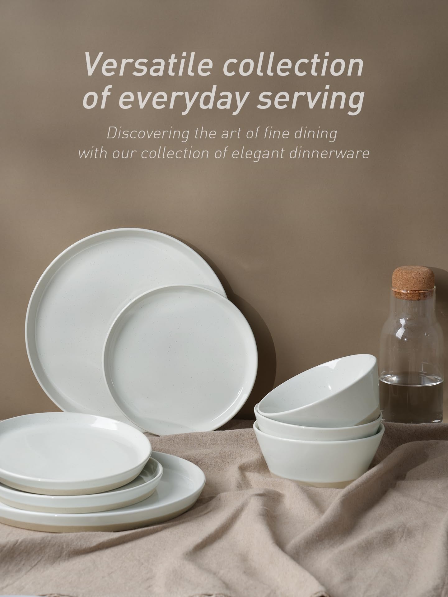 Famiware Saturn 12-Piece Dinnerware Set for 4 - White Plates & Bowls | Durable Porcelain Tableware for Everyday Use, Family Dinners & Entertaining Guests