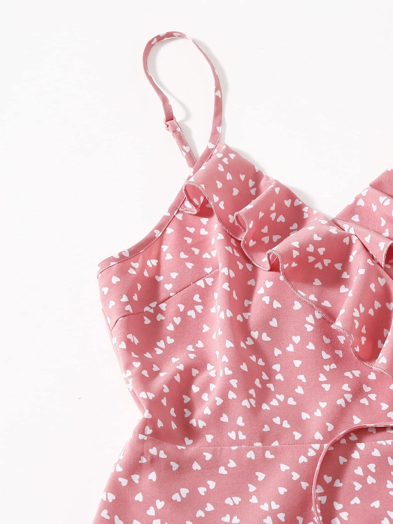 Women's Summer Wrap Dress - Floral Heart Print, Ruffled Cami Design for Beach, Party & Casual Wear | Lightweight & Comfortable Vacation Outfit