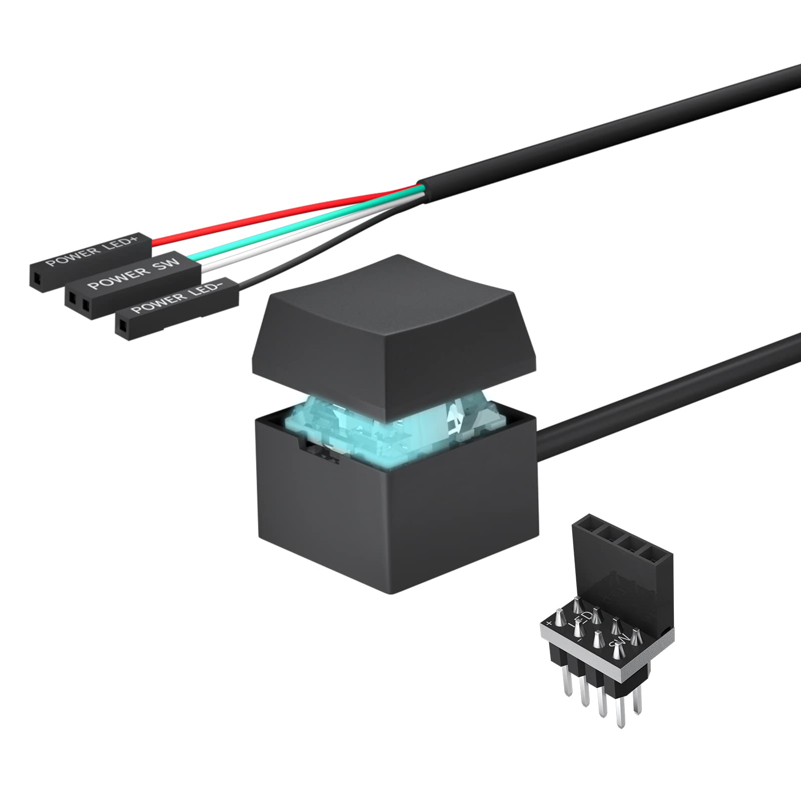 PC Power Button - Mechanical External Power Switch with LED for Desktop Computer Motherboard Boot | On/Off Keyclick Extension | Perfect for Gaming Rigs, Workstations & DIY PC Builds