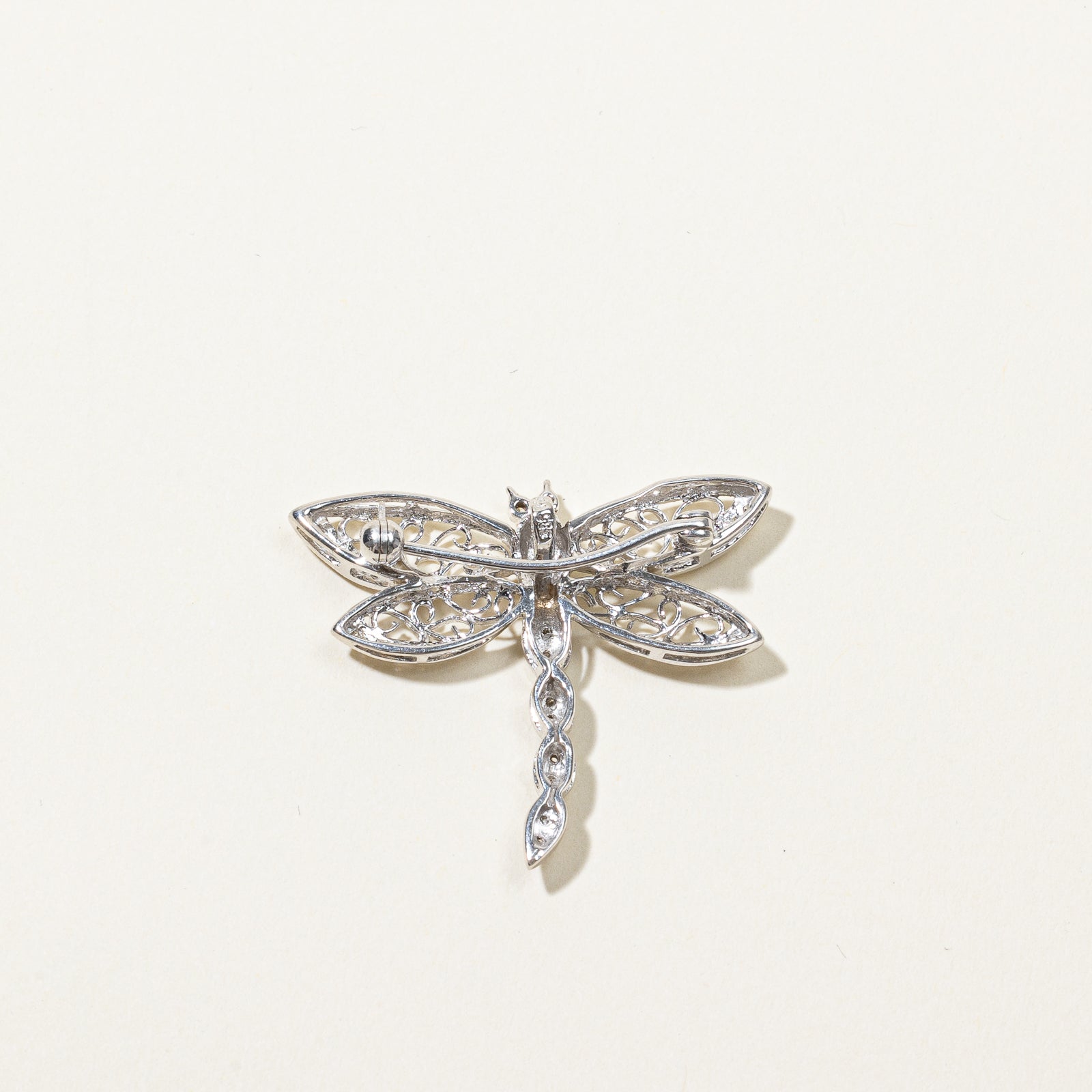 Diamond Dragonfly Brooch - 0.14 Carat Total Weight (ctw) | Elegant Butterfly Pin for Women | Perfect for Weddings, Parties & Special Occasions